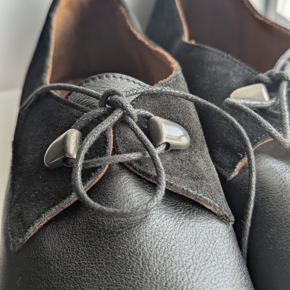 Bueno Black Leather Suede Oxford Flats 10 NWOT Workwear Goth Timeless NEW - Picture 5 of 16